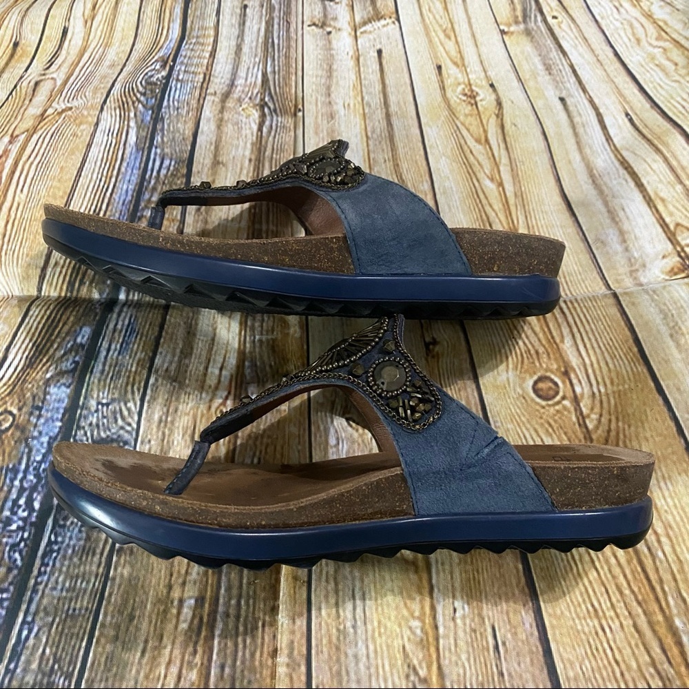 Dansko Women's Blue Beaded Thong Sandals - Picture 4 of 5